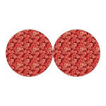 Red Hawaiian Tropical Pattern Print Car Coasters