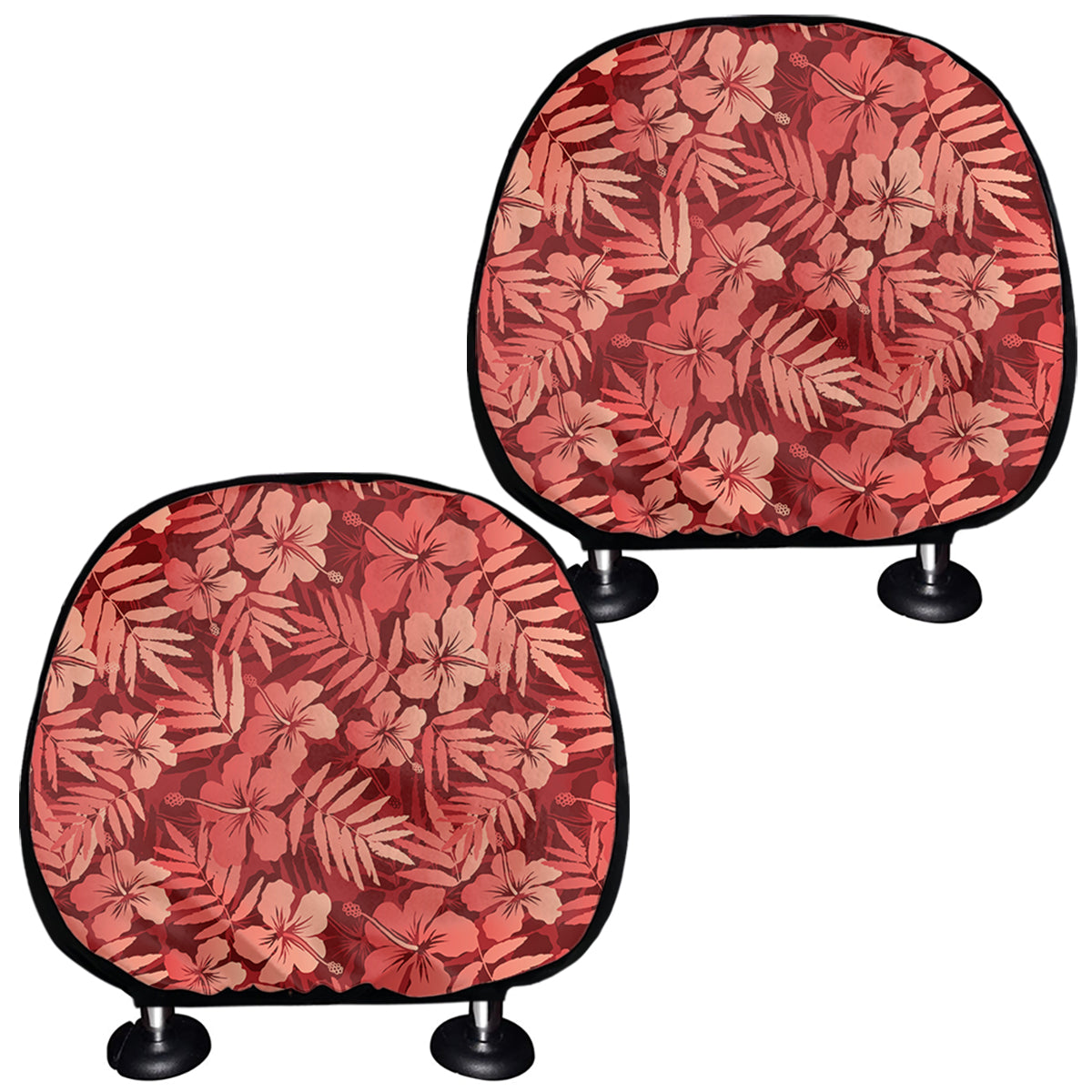 Red Hawaiian Tropical Pattern Print Car Headrest Covers