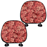 Red Hawaiian Tropical Pattern Print Car Headrest Covers