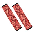 Red Hawaiian Tropical Pattern Print Car Seat Belt Covers