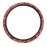 Red Hawaiian Tropical Pattern Print Car Steering Wheel Cover