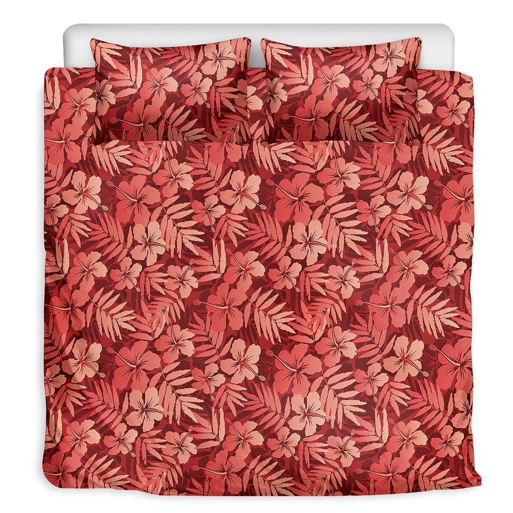 Red Hawaiian Tropical Pattern Print Duvet Cover Bedding Set