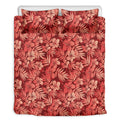 Red Hawaiian Tropical Pattern Print Duvet Cover Bedding Set