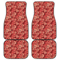 Red Hawaiian Tropical Pattern Print Front and Back Car Floor Mats
