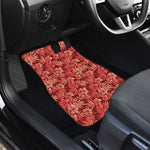 Red Hawaiian Tropical Pattern Print Front and Back Car Floor Mats