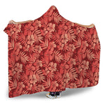 Red Hawaiian Tropical Pattern Print Hooded Blanket