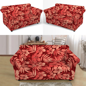 Red Hawaiian Tropical Pattern Print Loveseat Slipcover