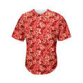 Red Hawaiian Tropical Pattern Print Men's Baseball Jersey