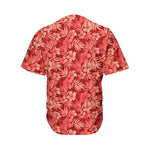 Red Hawaiian Tropical Pattern Print Men's Baseball Jersey