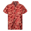 Red Hawaiian Tropical Pattern Print Men's Short Sleeve Shirt