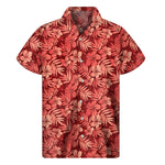 Red Hawaiian Tropical Pattern Print Men's Short Sleeve Shirt