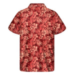Red Hawaiian Tropical Pattern Print Men's Short Sleeve Shirt