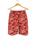 Red Hawaiian Tropical Pattern Print Men's Shorts