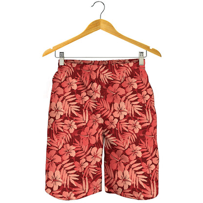 Red Hawaiian Tropical Pattern Print Men's Shorts