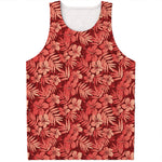 Red Hawaiian Tropical Pattern Print Men's Tank Top