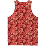 Red Hawaiian Tropical Pattern Print Men's Tank Top