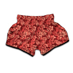 Red Hawaiian Tropical Pattern Print Muay Thai Boxing Shorts