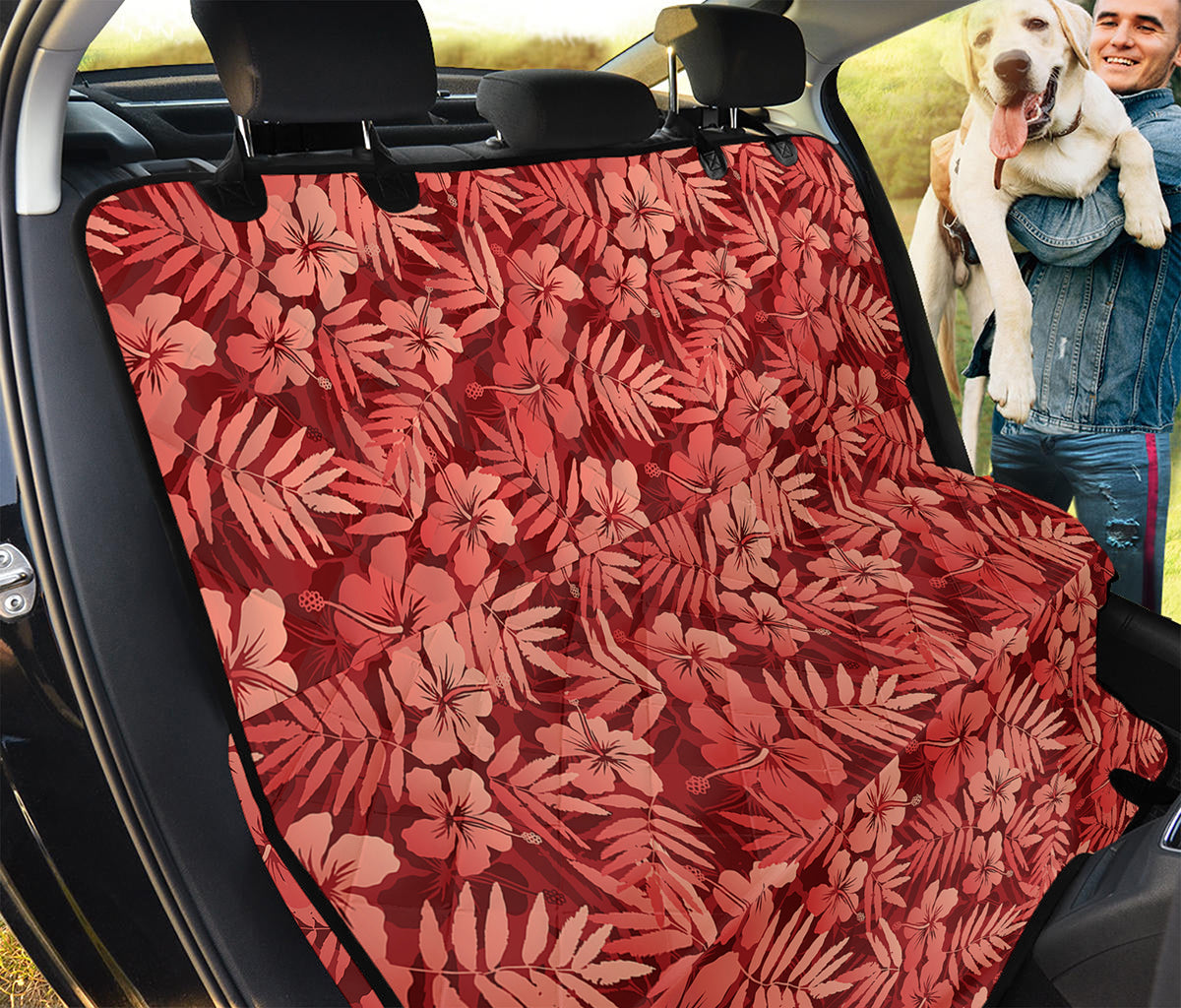 Red Hawaiian Tropical Pattern Print Pet Car Back Seat Cover