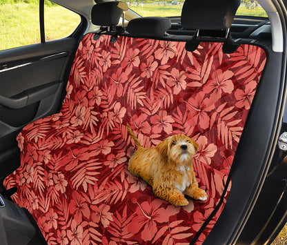 Red Hawaiian Tropical Pattern Print Pet Car Back Seat Cover