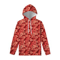 Red Hawaiian Tropical Pattern Print Pullover Hoodie