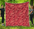 Red Hawaiian Tropical Pattern Print Quilt