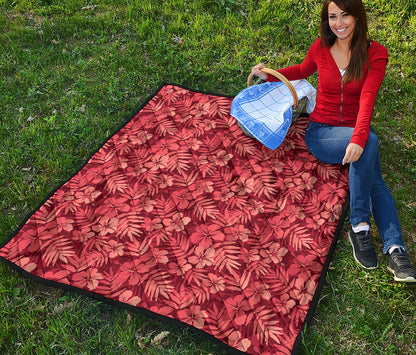 Red Hawaiian Tropical Pattern Print Quilt