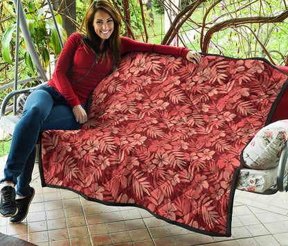 Red Hawaiian Tropical Pattern Print Quilt