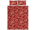 Red Hawaiian Tropical Pattern Print Quilt Bed Set