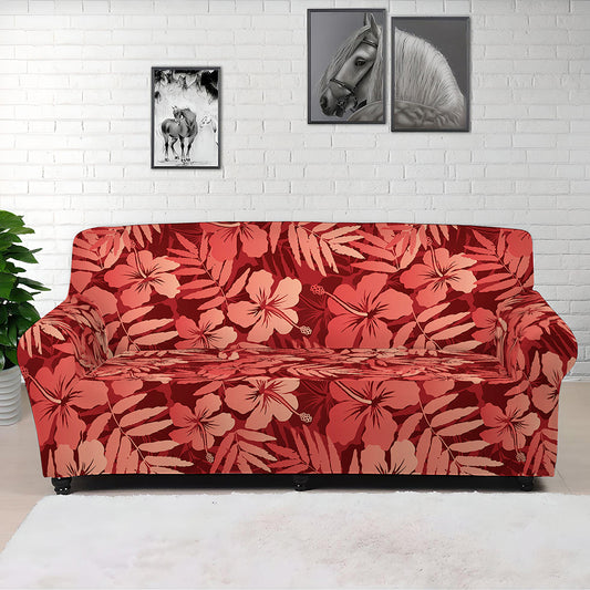 Red Hawaiian Tropical Pattern Print Sofa Cover