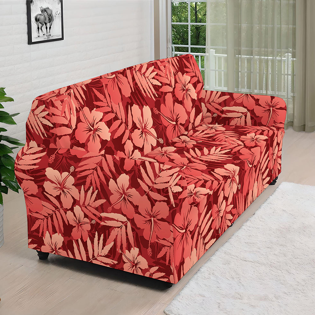 Red Hawaiian Tropical Pattern Print Sofa Cover