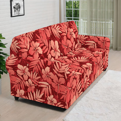 Red Hawaiian Tropical Pattern Print Sofa Cover