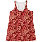 Red Hawaiian Tropical Pattern Print Women's Racerback Tank Top
