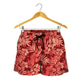 Red Hawaiian Tropical Pattern Print Women's Shorts