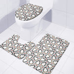 Red Heart And Penguin Pattern Print 3 Piece Bath Mat Set