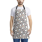 Red Heart And Penguin Pattern Print Apron