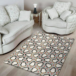 Red Heart And Penguin Pattern Print Area Rug