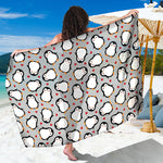 Red Heart And Penguin Pattern Print Beach Sarong Wrap