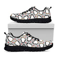 Red Heart And Penguin Pattern Print Black Running Shoes