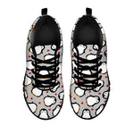 Red Heart And Penguin Pattern Print Black Sneakers