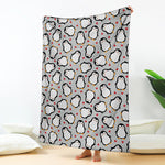 Red Heart And Penguin Pattern Print Blanket