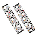 Red Heart And Penguin Pattern Print Car Seat Belt Covers