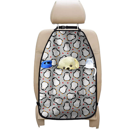 Red Heart And Penguin Pattern Print Car Seat Organizers