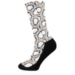 Red Heart And Penguin Pattern Print Crew Socks