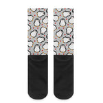 Red Heart And Penguin Pattern Print Crew Socks