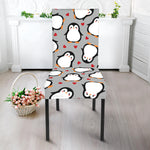 Red Heart And Penguin Pattern Print Dining Chair Slipcover