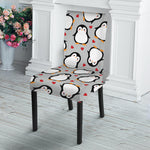 Red Heart And Penguin Pattern Print Dining Chair Slipcover