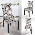 Red Heart And Penguin Pattern Print Dining Chair Slipcover