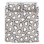 Red Heart And Penguin Pattern Print Duvet Cover Bedding Set