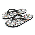 Red Heart And Penguin Pattern Print Flip Flops