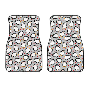 Red Heart And Penguin Pattern Print Front Car Floor Mats